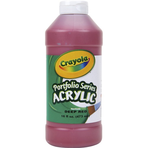 Crayola Portfolio Series Acrylic Paint - 16 fl oz - 1 Each - Deep Red