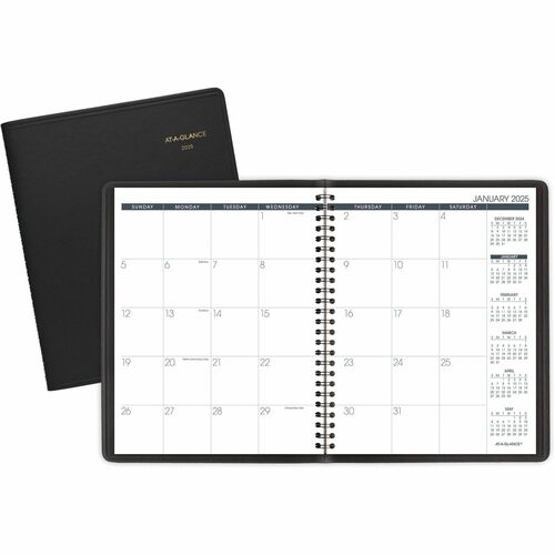 At-A-Glance Monthly Planner - Monthly - 1 Year - January 2024 - December 2024 - 1 Month Single Page Layout - 6 7/8" x 8 3/4" Sheet Size - Black CoverPhone Directory, Perforated - 1 Each