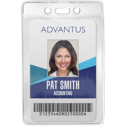 Advantus Vertical Security Badge Holder - Vinyl - 50 / Box