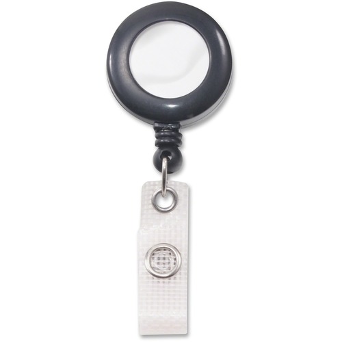 Advantus Deluxe Retractable ID Card Reel With Badge Holder - Black - 12 / Box