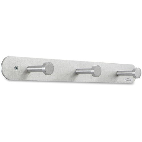 Safco Nail Head Coat Hook - 3 Hooks - 13.61 kg Capacity - 1" (25.40 mm) Size - for Garment - Aluminum - Silver 