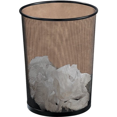 Rolodex Wastebasket - Round - 14.3" Height x 11.5" Diameter - Mesh - Black - 6