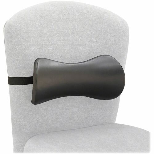 Safco Memory Foam Lumbar Support Backrest - Strap Mount - Black - 1 Each