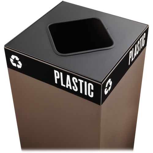 Safco Public Square Recycling Square Opening Lid - Square - Steel - Black - 1 Each