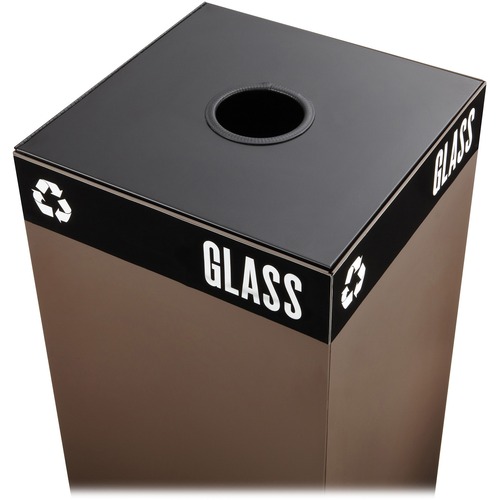 Safco Public Square Recycling Station Cans Lid - Round - Steel - Black - 1 Each
