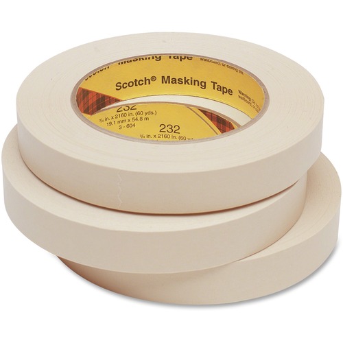 Scotch High-Performance Masking Tape - 60.15 yd Length x 0.47" Width - 6.3 mil Thickness - 3" Core - Rubber Backing - For Bundling, Holding, Protecting - 1 / Roll - Tan