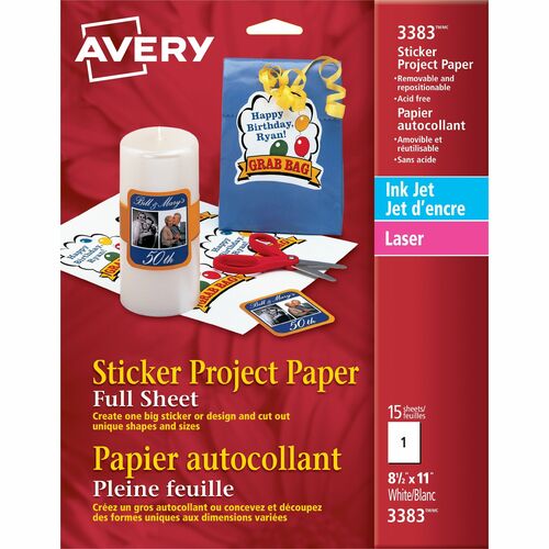 Avery® Inkjet Photo Paper - Matte White - Letter - 8 1/2" x 11" - Matte - Fine Stationery - AVE03383
