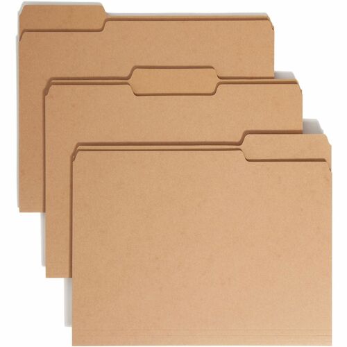 Smead 1/3 Tab Cut Letter Recycled Top Tab File Folder - Letter - 8.5" x 11" - 1/3 Tab Cut - 50 / Box - 17pt. - Kraft