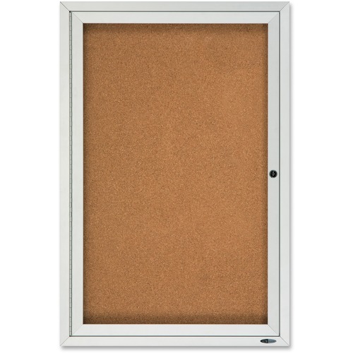 Quartet Enclosed Cork Bulletin Board for Outdoor Use - 36" Height x 24" Width - Brown Cork Surface - Hinged, Wear Resistant, Tear Resistant, Water Resistant, Shatter Proof, Acrylic Glass, Weather Resistant, Lock - Silver Aluminum Frame - 1 Each
