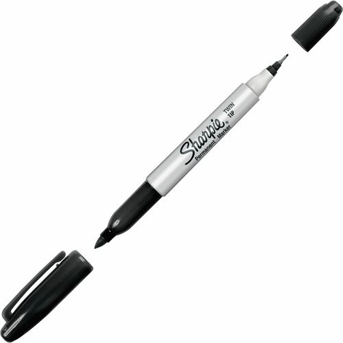Sharpie Twin Tip Permanent Markers - Ultra Fine, Fine Marker Point - Black Alcohol Based Ink - 1 Each