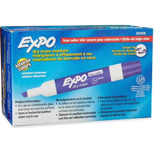 EXPO Large Barrel Dry-Erase Markers - Chisel Marker Point Style - Purple 