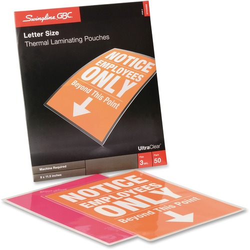 GBC Ultra Clear Thermal Laminating Pouches - Sheet Size Supported: Letter 8.50" Width x 11" Length - Laminating Pouch/Sheet Size: 9" Width x 11.50" Length x 3 mil Thickness - Glossy - for Document, Photo - Flexible, Wear Resistant, Tear Resistant - Clear 