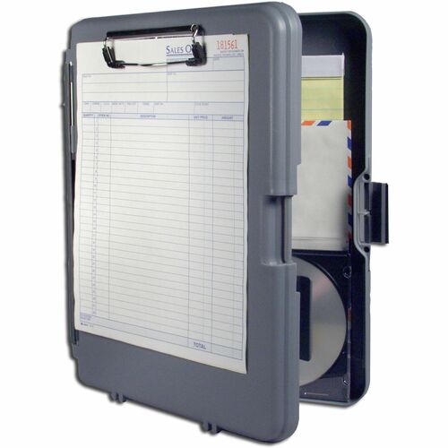 Saunders Workmate Storage Clipboard - 0.50" Clip Capacity - Polypropylene - Gray, Charcoal - 1 Each