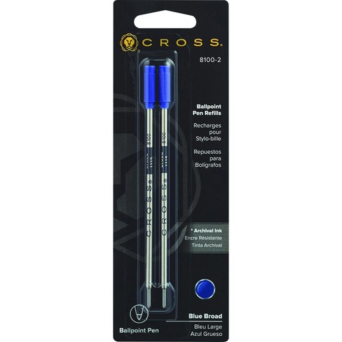 Cross Standard Ballpoint Pen Refills - Broad Point - Blue Ink - 2 / Pack - Pen Refills - CRO81002