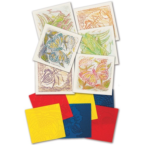 Roylco Bug Rubbing Plates - Art, Fun and Learning - Recommended For 4 Year - 7" (177.80 mm)Width x 7" (177.80 mm)Length - Buggy Design - 6 / Pack - Rubbing Plates - ROY5843