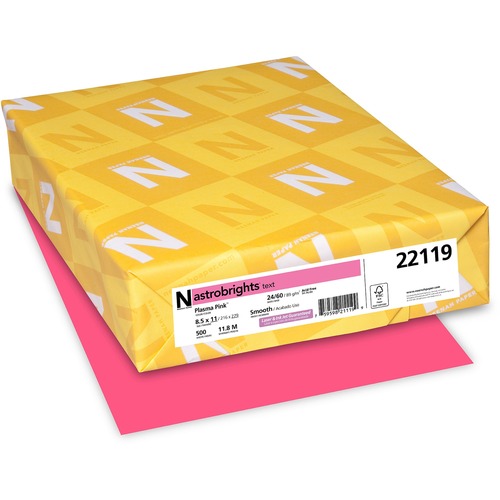 Astrobrights Color Paper - Pink - Letter - 8 1/2" x 11" - 24 lb Basis Weight - Smooth - 500 / Ream - Acid-free, Lignin-free, Chlorine-free, Heavyweight - Plasma Pink