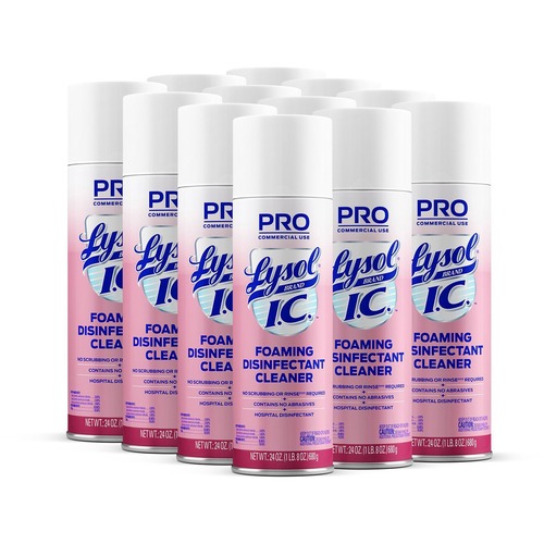 Lysol I.C. Foam Disinfectant - Ready-To-Use - 24 fl oz (0.8 quart)Aerosol Spray Can - 12 / Carton - Non-abrasive, Bleach-free, Anti-bacterial, Deodorize, Rinse-free, Scrub-free - White