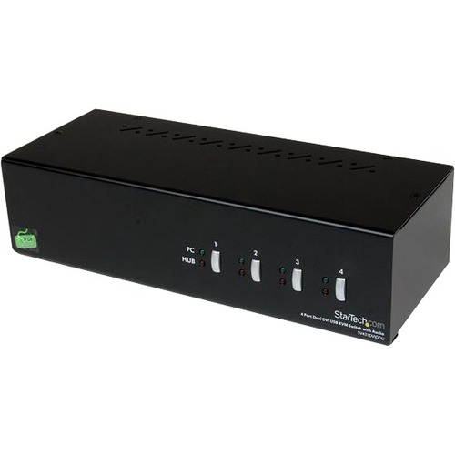 StarTech.com Dual DVI USB KVM Switch with Audio - KVM / audio / USB switch - USB - 4 ports - 1 local user - 4 x 1 - 4 x Type B USB