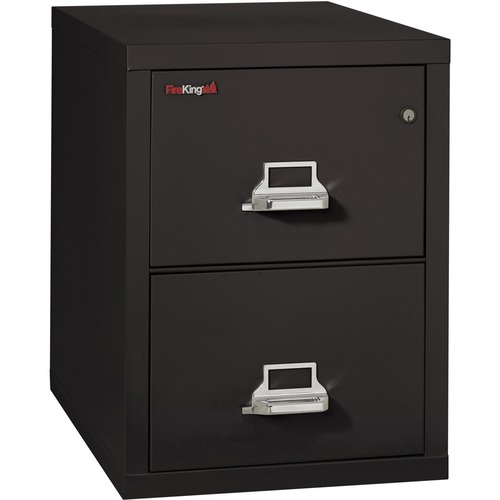 FireKing Insulated Two-Drawer Vertical File - 20.8" x 31.5" x 27.8" - 2 x Drawer(s) for File - Legal - Vertical - Drill Resistant, Scratch Resistant, Pick Resistant Lock, Fire Proof - Black - Chrome - Steel - Storage Cabinets - FIR22131CBL