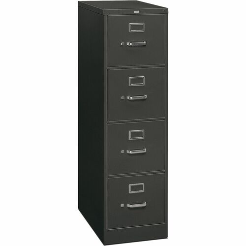 HON 310 Series Vertical File - 4-Drawer - 15" Width x 26.5" Depth x 29" Height - 4 x Drawer(s) for File - Letter - Vertical - Security Lock, Ball-bearing Suspension, Label Holder, Rust Proof - Charcoal - Steel - Recycled