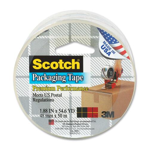3M Scotch Packaging Tape - 54.60 yd Length x 1.88" Width - 3" Core - 3.10 mil - Rubber Resin Backing - Split Resistant, Tear Resistant, Breakage Resistance - For Mailing, Moving, Packing, Sealing, Shipping - 1 Roll - Clear