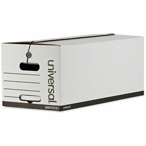 Universal Deluxe Quick Set-up String-and-Button Boxes, Letter Files, White, 12/Carton - Internal Dimensions: 12" Width x 24" Depth x 10" Height - Media Size Supported: Letter - Flap, String/Button Closure - Medium Duty - Stackable - Corrugated Fiberboard 