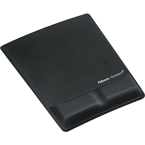 Fellowes Mouse Pad / Wrist Support with MicrobanÂ® Protection - 0.88" (22.35 mm) x 8.25" (209.55 mm) x 9.88" (250.95 mm) Dimension - Black - Memory Foam, Jersey Cover - 1 Pack