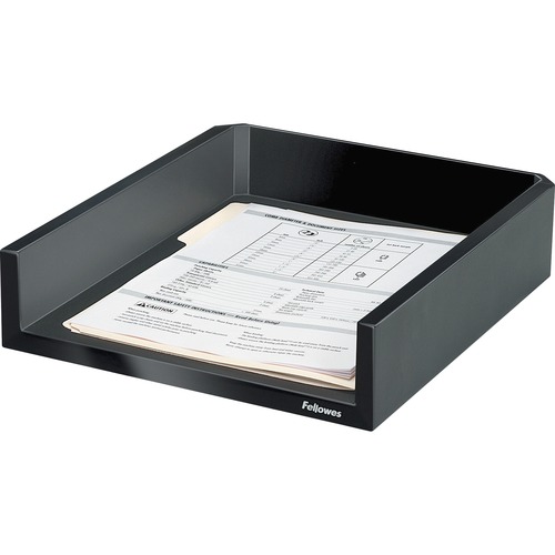 Fellowes Designer Suites™ Letter Tray - 2.50" Height x 11.13" Width x 13" Depth - Desktop - Stackable - Black - 1 Each