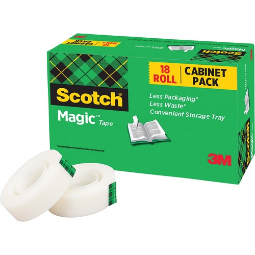 Scotch 3/4W Magic Tape - 27.78 yd Length x 0.75 Width - 1 Core - Rubber  - For Packing - 18 / Pack - Matte - Clear