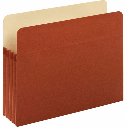 Pendaflex Letter Recycled File Pocket - 8 1/2" x 11" - 800 Sheet Capacity - 3 1/2" Expansion - Redrope - Brown - 10% Recycled - 5 / Pack
