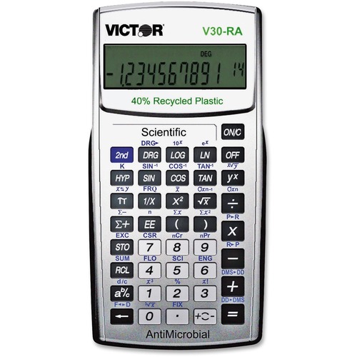 Victor V30RA Scientific Calculator - Environmentally Friendly, Hard Shell Cover, Antimicrobial - Battery Powered - Black - Plastic - 1 Each - Graphing & Scientific Calculators - VCTV30RA