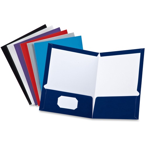 Oxford Letter Pocket Folder - 8 1/2" x 11" - 100 Sheet Capacity - 2 Inside Front & Back Pocket(s) - Black, Blue, Gray, Navy, Purple, White, Red - 1 Each
