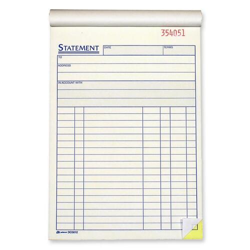 Cardinal Statement Book - 50 Sheet(s) - 2 PartCarbonless Copy - 5.56" x 8.43" Form Size - White, Canary - 1 / Pad