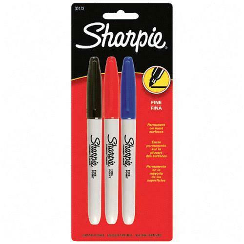 Sharpie Pen-style Permanent Marker - Fine Marker Point - Assorted Alcohol Based Ink - 3 / Pack