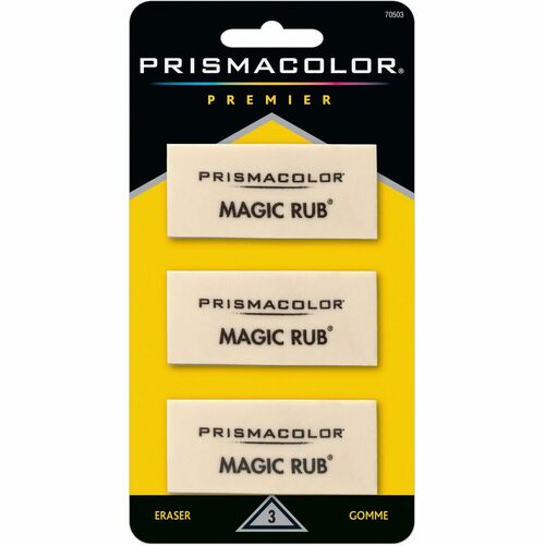 Prismacolor Magic Rub Eraser - White - Vinyl - 1" Width x 2.3" Height x 0.4" Depth x - 3 / Pack - Non-marring, Non-smudge, Smear Resistant