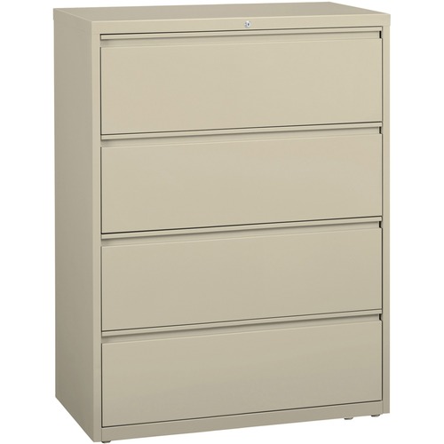 Lorell Lateral File - 4-Drawer - 42" x 18.6" x 52.5" - 4 x Drawer(s) for File - Legal, Letter, A4 - Lateral - Rust Proof, Leveling Glide, Interlocking, Ball-bearing Suspension, Label Holder - Putty - Baked Enamel - Recycled = LLR60435
