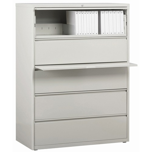 Lorell Lateral File - 5-Drawer - 42" x 18.6" x 67.7" - 5 x Drawer(s) for File - Legal, Letter, A4 - Lateral - Rust Proof, Leveling Glide, Interlocking, Ball-bearing Suspension, Label Holder - Light Gray - Steel - Recycled = LLR60433