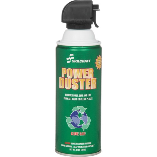 SKILCRAFT Power Duster - For Desktop Computer, Keyboard, Printer, Fax Machine, Copier, Scanner, Telephone, Display Screen, VCR, Optical Media, Clock, ... - 10 fl oz - Ozone-safe, Residue-free - 6 / Box - Silver