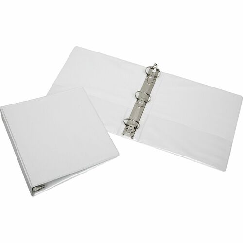SKILCRAFT General-use 3-Ring Binder with Pocket - 2" Binder Capacity - Letter - 8 1/2" x 11" Sheet Size - 3 x Round Ring Fastener(s) - Inside Front & Back Pocket(s) - Vinyl - White - Embossed, Clear Overlay, Heavy Duty, Tear Resistant, Crack Resistant - 1