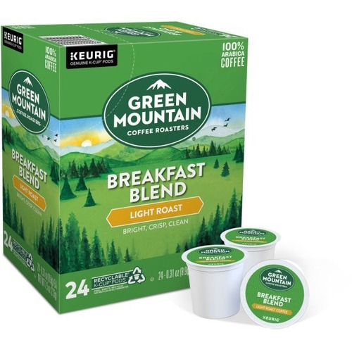 Green Mountain Coffee K-Cup Breakfast Blend Coffee Single-Serve K-Cup, 0.31 Oz, Carton Of 24 - Light - 0.3 oz Per Unit - 24 / Box