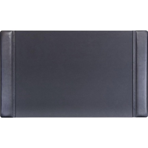 Dacasso Side-Rail Desk Pad - 34" Width x 20" Depth - Felt Backing - Leather - Black