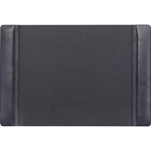 Dacasso Side-Rail Desk Pad - 25.5" Width x 17.25" Depth - Felt Backing - Leather - Black