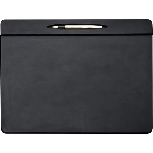 Dacasso Top Rail Pen Well Conference Pad - 17" Width x 14" Depth - Felt Backing - Leather - Black