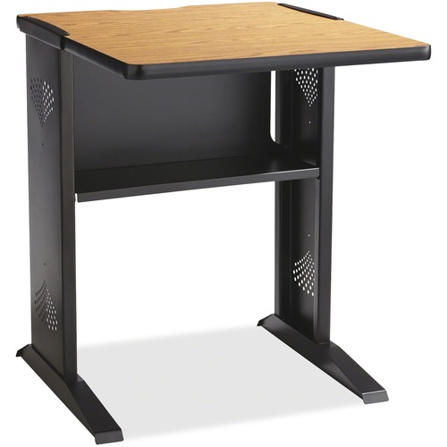 Safco Reversible Top Fax/Printer Stand - 50 lb Load Capacity - 30" Height x 23.50" Width x 28" Depth - Freestanding - Laminate, Mahogany, Medium Oak - Steel - Black, Brown