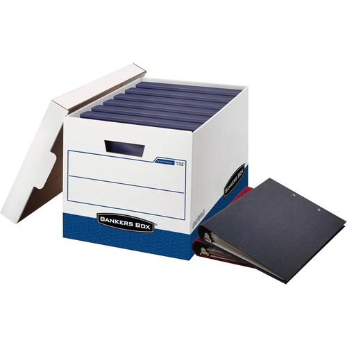 Bankers Box Binderbox Binder Storage Box - Internal Dimensions: 12.25" (311.15 mm) Width x 18.50" (469.90 mm) Depth x 12" (304.80 mm) Height - External Dimensions: 13.1" Width x 20.1" Depth x 12.4" Height - Media Size Supported: Letter, Legal - Lift-off C = FEL0073301