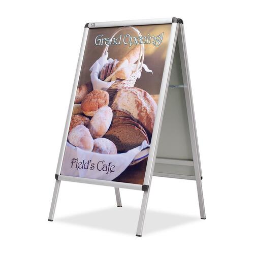 Quartet Double-Sided A-Frame Display - 36" (914.40 mm) Height x 24" (609.60 mm) Width - Dual Sided Display, Weather Resistant - Silver Aluminum Frame - 1 Each - Sign & Message Boards - QRT03860