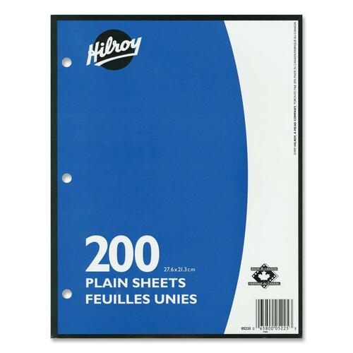 Hilroy Unruled Filler Paper - 200 Sheets - Plain - 10 7/8" x 8 3/8" - White Paper - 200 / Pack - Filler Papers - HLR05225