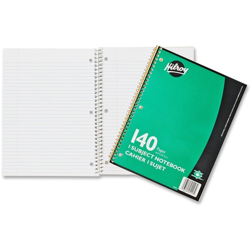 Hilroy Executive Coil One Subject Notebook - 140 Sheets - Wire Bound - 8" x 10 1/2" - Assorted Paper - Subject - 1 Each = HLR05553