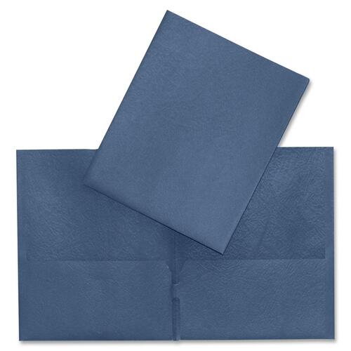 Hilroy Letter Recycled Pocket Folder - 8 1/2" x 11" - Leatherine - Dark Blue - Portfolios - HLR06005