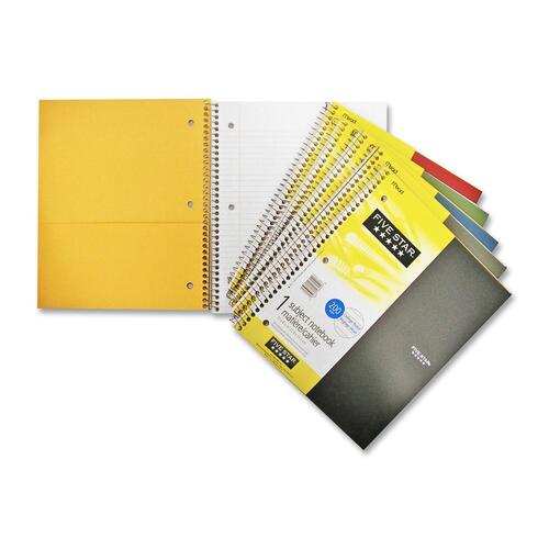Hilroy One Subject Notebook - 100 Sheets - Wire Bound - 8 1/2" x 11" - Assorted Paper - Poly Cover - Subject, Spiral Lock, Pocket Divider, Perforated, Durable Cover, Tear Resistant - 1Each